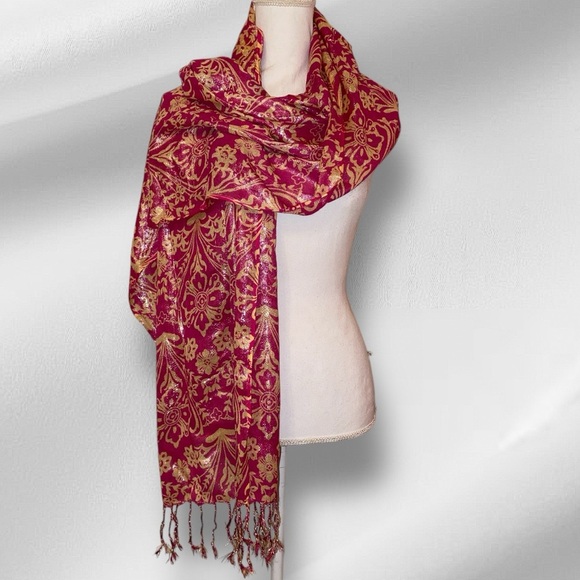 Karma Scarf Pink and Beige 
74” x 23” - Picture 2 of 6